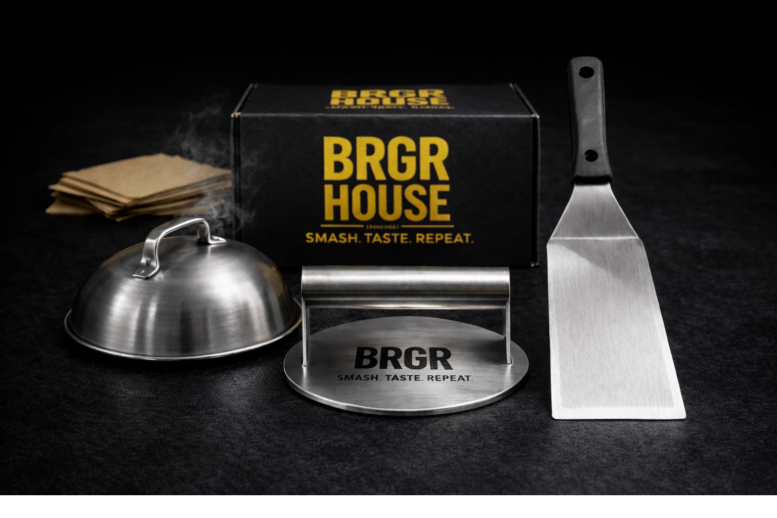 Smash Kit Pro BRGR HOUSE™ – Haz Smash Burgers Perfectas en Casa